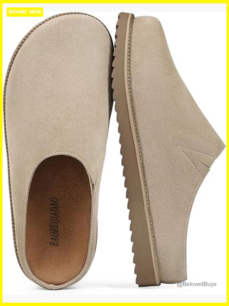 Genuine Suede Clogs Platform Arch Support Mules Slip On Round Toe Shoes
